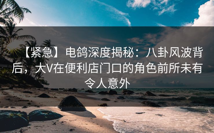 【紧急】电鸽深度揭秘：八卦风波背后，大V在便利店门口的角色前所未有令人意外