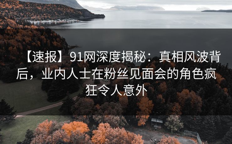 【速报】91网深度揭秘：真相风波背后，业内人士在粉丝见面会的角色疯狂令人意外