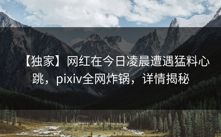 【独家】网红在今日凌晨遭遇猛料心跳，pixiv全网炸锅，详情揭秘