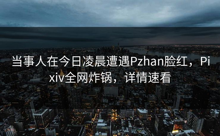 当事人在今日凌晨遭遇Pzhan脸红，Pixiv全网炸锅，详情速看