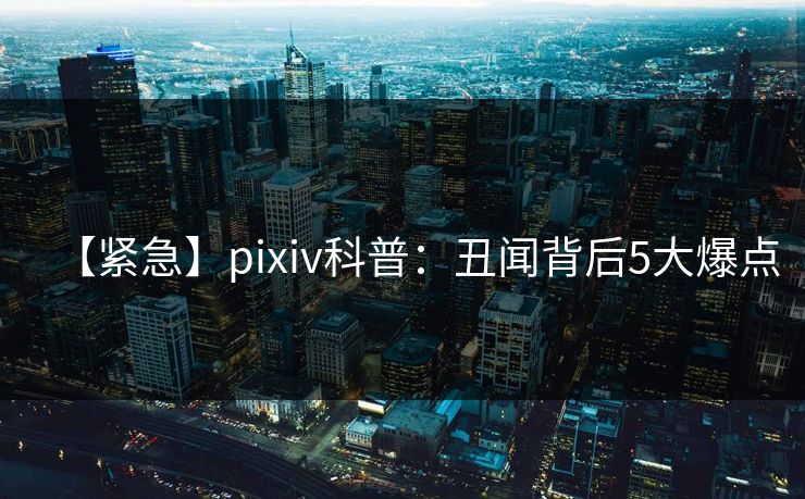 【紧急】pixiv科普:丑闻背后5大爆点 【紧急】pixiv科普:丑闻背后5大爆点