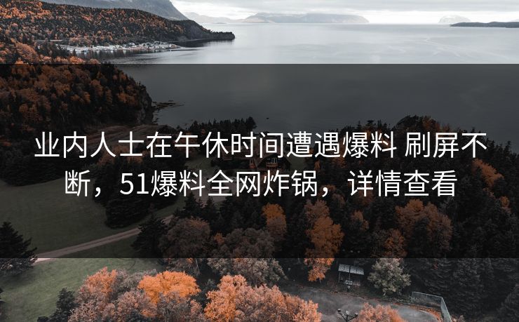 业内人士在午休时间遭遇爆料 刷屏不断，51爆料全网炸锅，详情查看